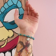 Bracelet  "Equilibre & Apaisement" en jaspe bleu - Eléphant argenté plat