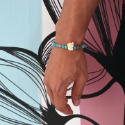 Bracelet  "Equilibre & Apaisement" en jaspe bleu - Eléphant en résine