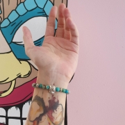 Bracelet  "Equilibre & Apaisement" en jaspe bleu - Léopard argenté 