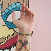 Bracelet  "Equilibre & Apaisement" en jaspe bleu - Léopard doré