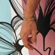 Bracelet  "Equilibre & Apaisement" en jaspe bleu - Perle éléphant doré 