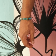 Bracelet  "Equilibre & Apaisement" en jaspe bleu - Tortue bronze