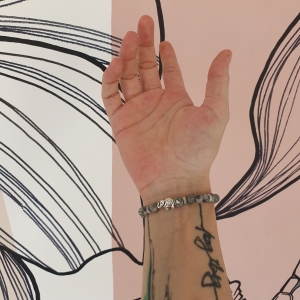 Bracelet "Courage & Equilibre" en jaspe gris - Perle éléphant argenté