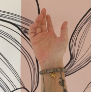 Bracelet "Courage & Equilibre" en jaspe gris - Charm éléphant doré