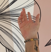 Bracelet "Courage & Equilibre" en jaspe gris - Perle éléphant doré