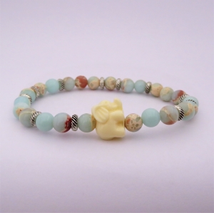 Bracelet "Assurance & Créativité" en jaspe impérial - Eléphant en résine