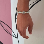 Bracelet "Assurance & Créativité" en jaspe impérial - Tortue argentée