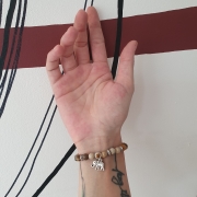 Bracelet "Vivacité & Créativité" en jaspe paysage - Charm éléphant argenté