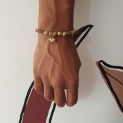 Bracelet "Vivacité & Créativité" en jaspe paysage - Charm éléphant doré