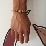 Bracelet "Vivacité & Créativité" en jaspe paysage - Léopard doré