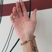 Bracelet "Vivacité & Créativité" en jaspe paysage - Perle éléphant argenté