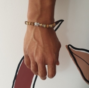 Bracelet "Vivacité & Créativité" en jaspe paysage - Perle éléphant argenté