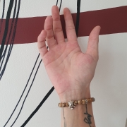 Bracelet "Vivacité & Créativité" en jaspe paysage - Tortue argentée