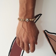 Bracelet "Vivacité & Créativité" en jaspe paysage - Tortue argentée