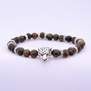 Bracelet "Protection" en œil de tigre - Léopard argenté