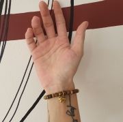 Bracelet "Protection" en œil de tigre - Charm éléphant doré