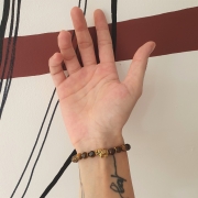 Bracelet "Protection" en œil de tigre - Perle éléphant doré