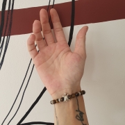 Bracelet "Protection" en œil de tigre - Tortue argentée