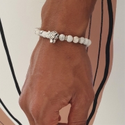 Bracelet "Bien-être & Confiance" en howlite - Léopard argenté